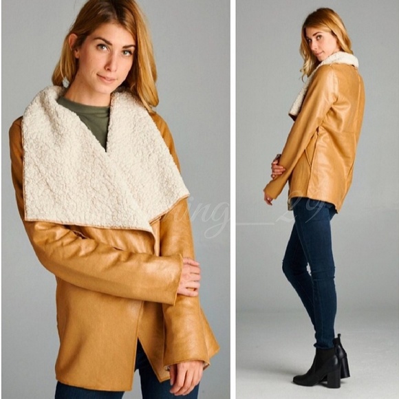 🆕️CAMEL/TAN SUEDE  SHEARLING LAPEL COAT - Picture 4 of 4